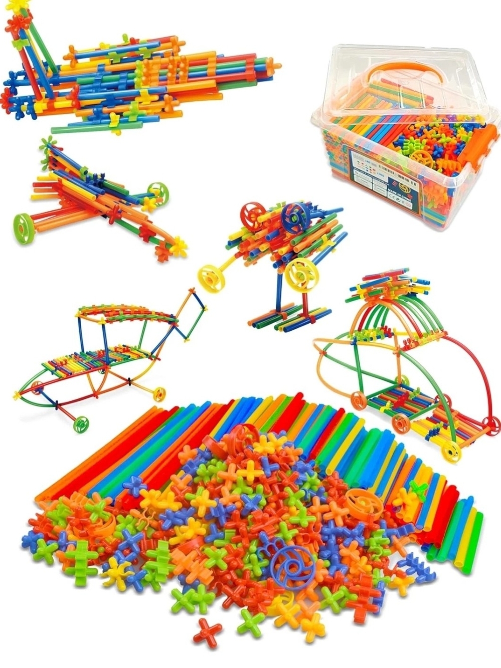 GGIIBRO Colorful Straws 3D Constructing Building Stem Toys 600 Pieces Ages 3+